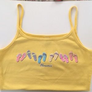 Yellow Hawaii Graphic Spaghetti Strap Top